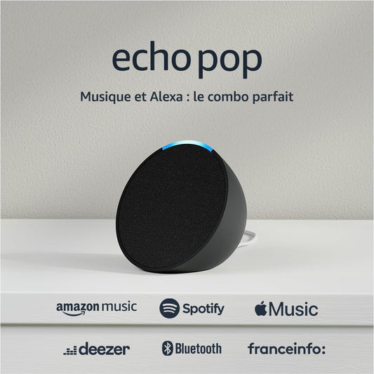 Echo Pop (Nouvelle génération) | Enceinte connectée Bluetooth et Wi-Fi compacte au son riche, avec Alexa | Anthracite