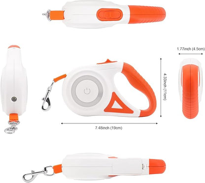 Laisse automatique pour chien Rojeco LED 5 m blanc et orange