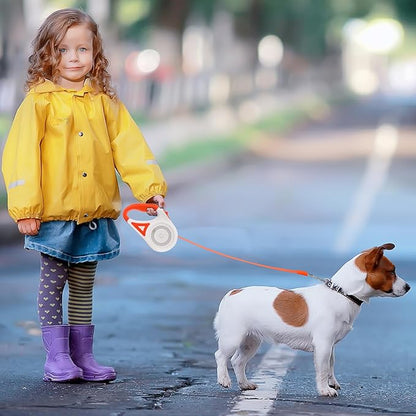 Laisse automatique pour chien Rojeco LED 5 m blanc et orange