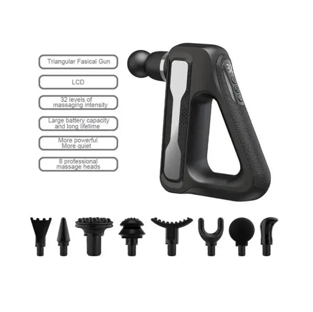 Pistolet de massage musculaire fascial Argent-Noir