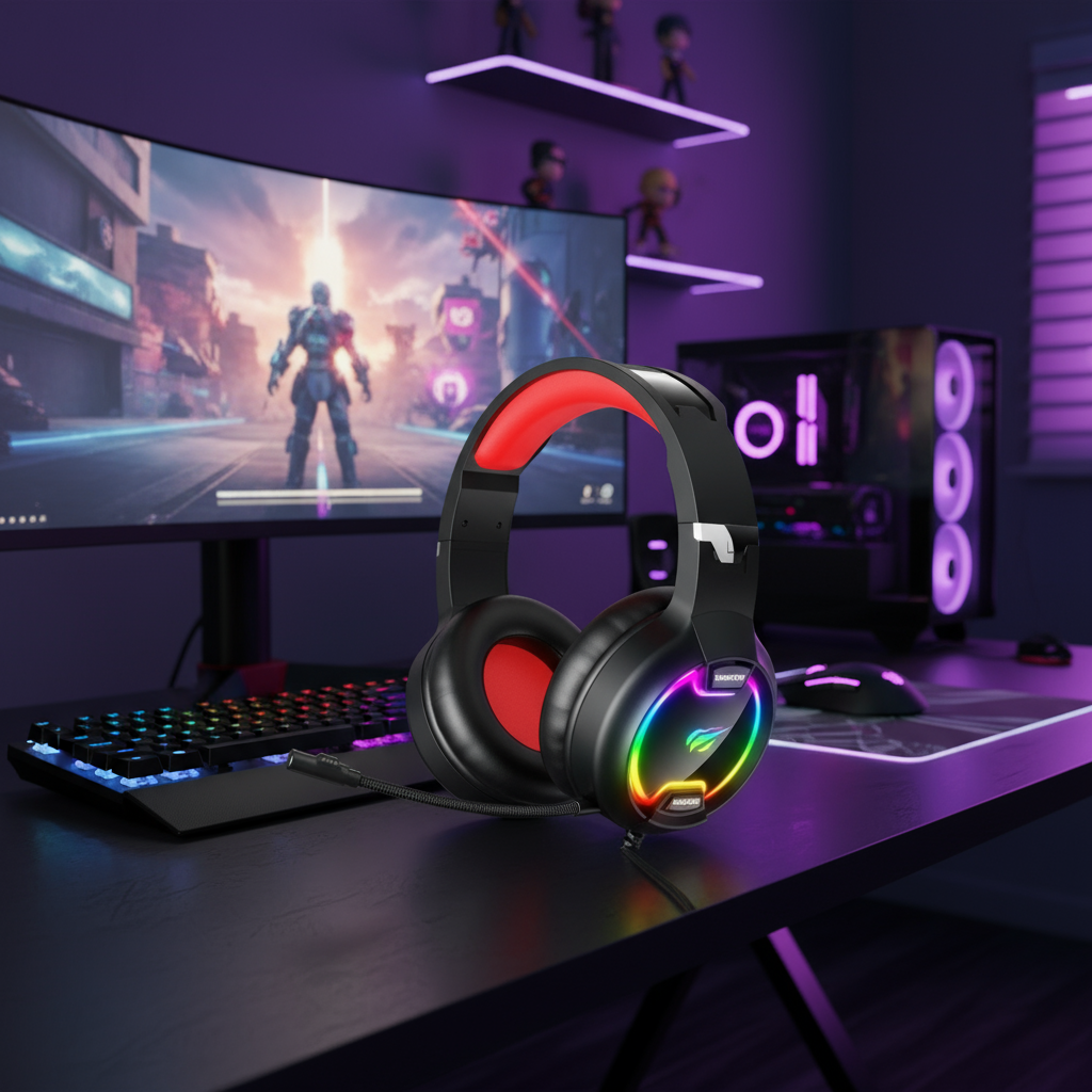 Casque gaming Havit GAMENOTE H2233D RGB noir/rouge