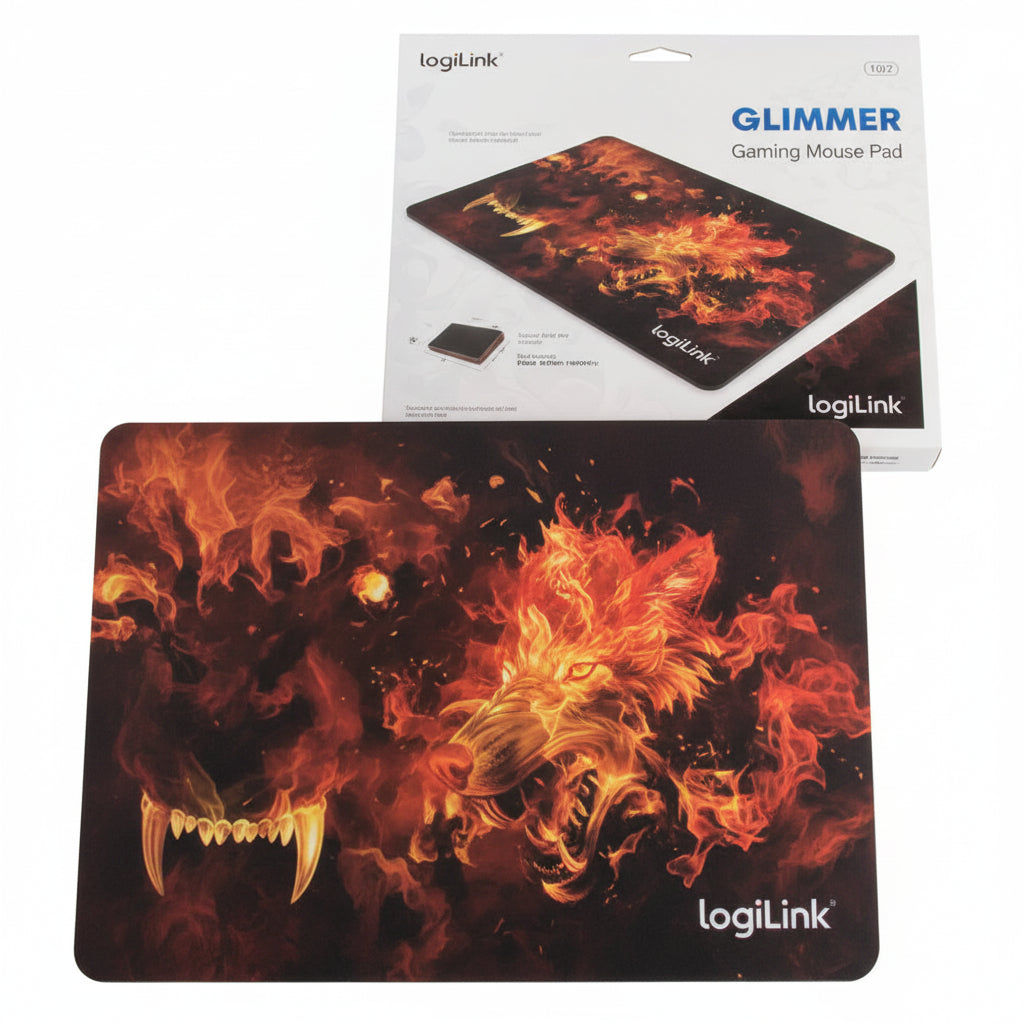 Tapis de souris de jeu ultra fin Logilink Glimmer ID0141 (Design loup)